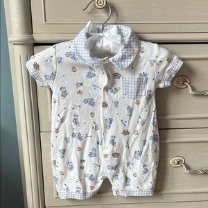 Kissy Kissy White and Blue Bear Golf Baby Outfit